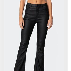 Edikted Luna Faux Leather Flare Pants